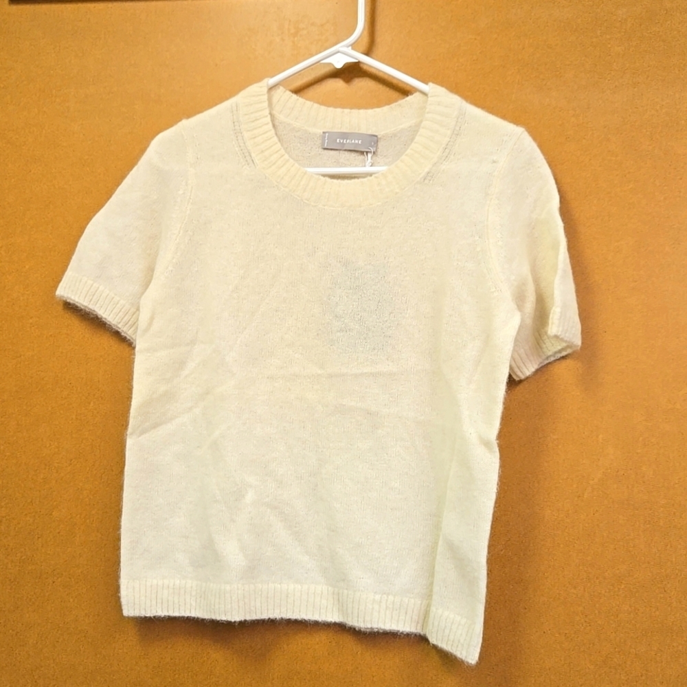 Everlane Size S Ivory Alpaca Wool Blend Knit T-Shirt